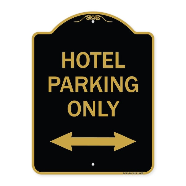 Signmission Hotel Parking W/ Bidirectional Arrow, Black & Gold Aluminum Sign, 18" x 24", BG-1824-23902 A-DES-BG-1824-23902 - main